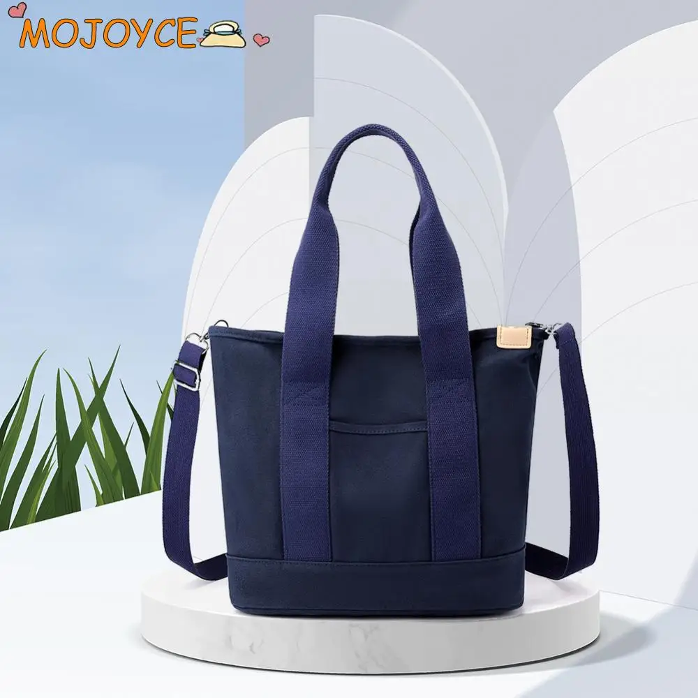 

Canvas Shoulder Bag Casual Large Tote Portable Simple for Shopping (Dark Blue)