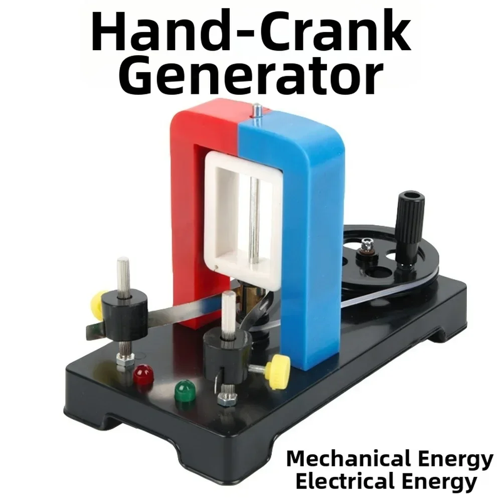 

Hand Cranked DC Generator With Red And Green Dual-color LEDs Electric Motor Model Middle School Physics Electromagnetics