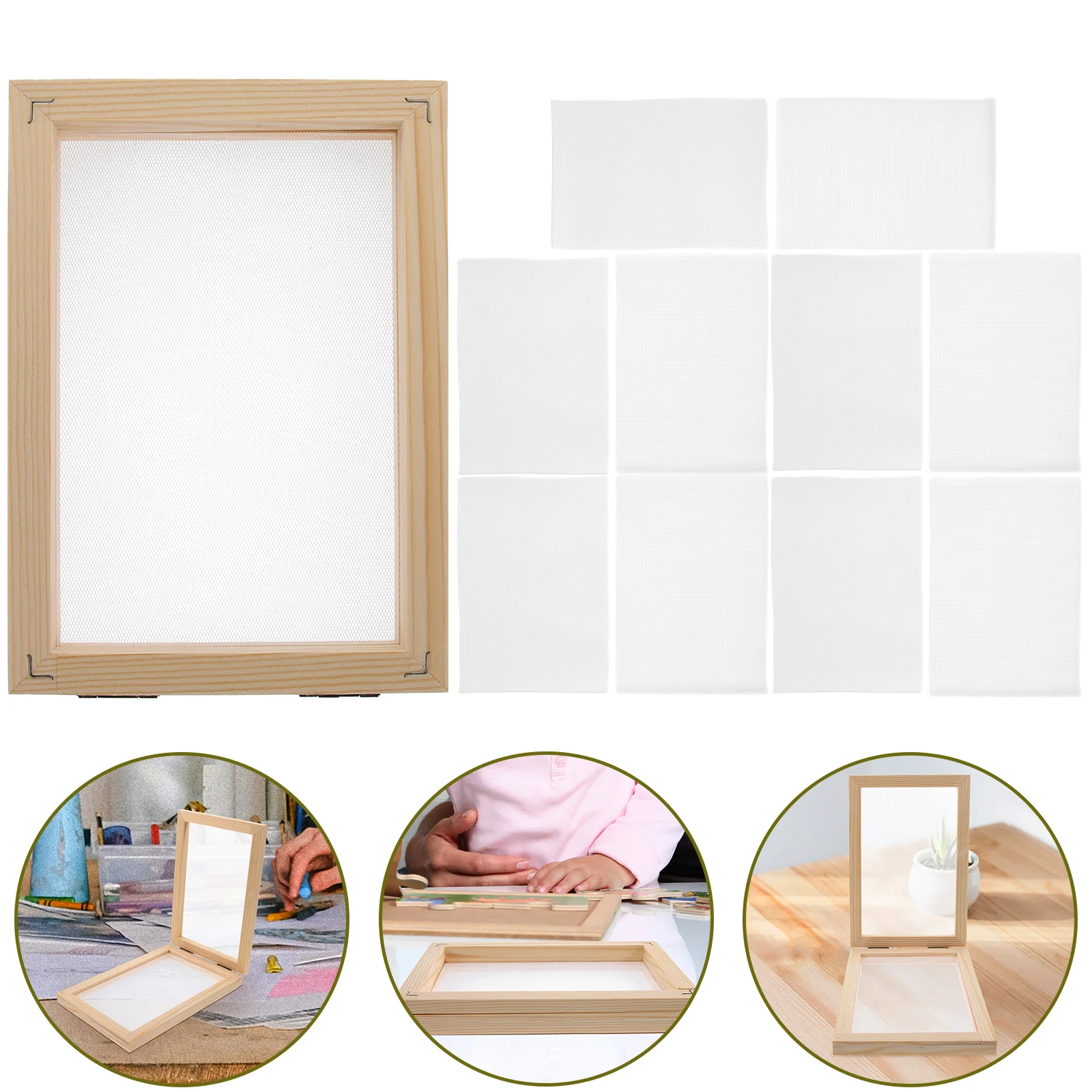 

21pcs Wooden Making Frame Screen Diy Craft Kit For Kids Handmade Paper Tool Art Project Supplies Handicraft Frame Paper Craft