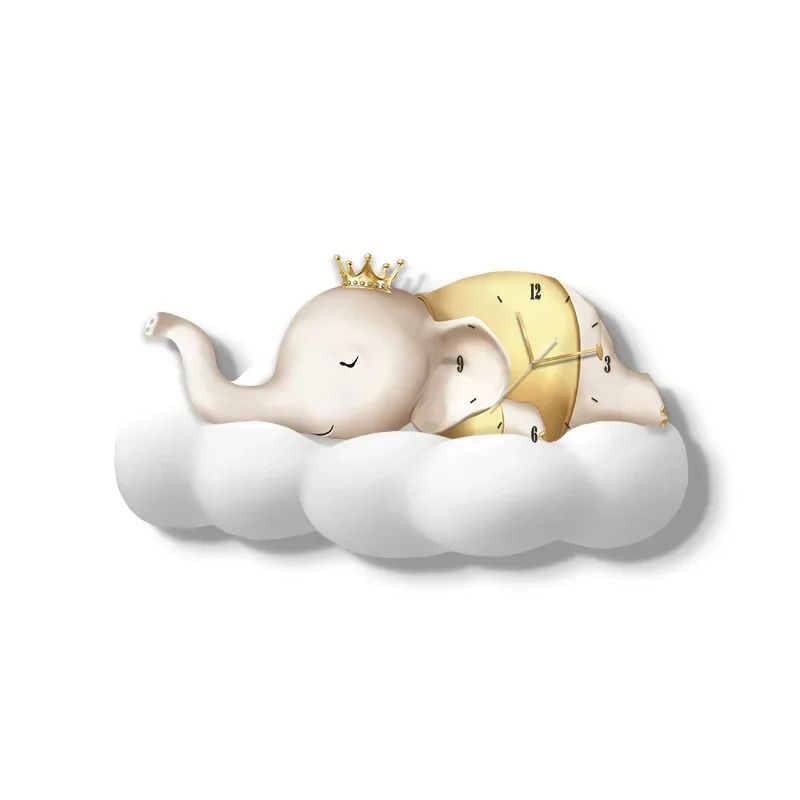 

Children's room decorative painting bedroom bedside elephant with clock hanging painting cute warm