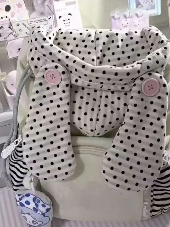 Polka Dot Lightweight Sweet Girl Backpack Korean Style Large Capacity Nylon Travel Bag with Rod for Young Girls