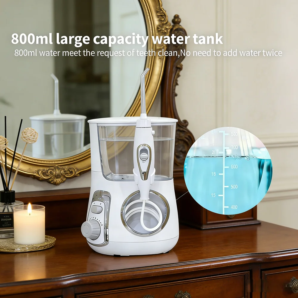 

Электрический ирригатор для полости рта 800 мл, 10 режимов, 5 насадок, настольный, для всей семьи, для чистки зубов, предотвращает неприятный запах изо рта