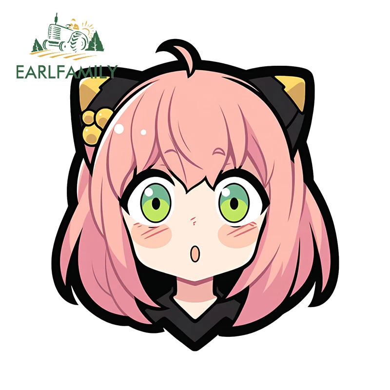 EARLFAMILY 13cm x 12cm Anya Forger Chibi accesorios de coche lindo Anime sorpresa Peeker pegatinas divertidas vinilo impermeable calcomanía