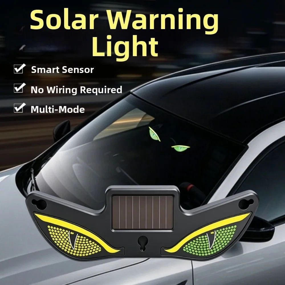 5 Modes Car Demon Eye Light Cool Suction Cup Installation Car Atmosphere Light Creative Safety Solar Warning Light Universal
