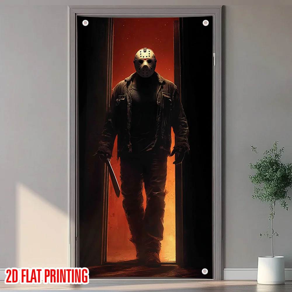 2D curtain banner, 1 piece of Halloween Jason Wohess entrance curtain, 2D graphic design