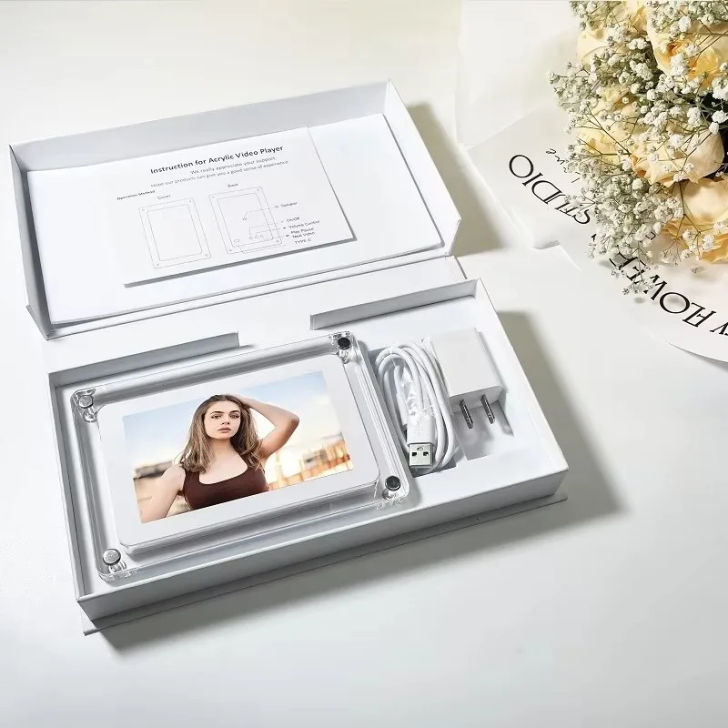 Premium 5 Inch Acrylic Digital Photo Frame Photo Video Playback Multi-plug for Home Office Desktop Decor Gift Electronic Display
