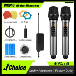 WN040 ECHO Professional Multi Functional Wireless Microphone 2 Channel UHF Party Karaoke Church Stage Performance Long Distance