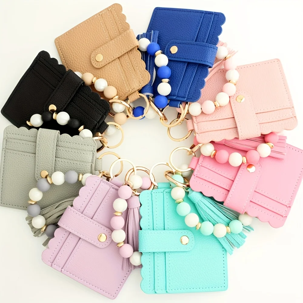 1pc Mini Beaded Women's Fashion Wallet - Holds Cards, Keys with Colorful Charm Keychain, Classic Stylish Design, Perfect Gift