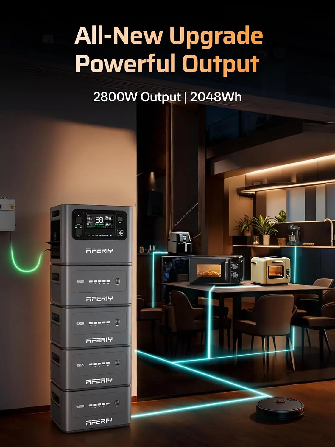 2048Wh 4000+ Cycle LFP Extra Battery for P280 Portable Power Station, Customized