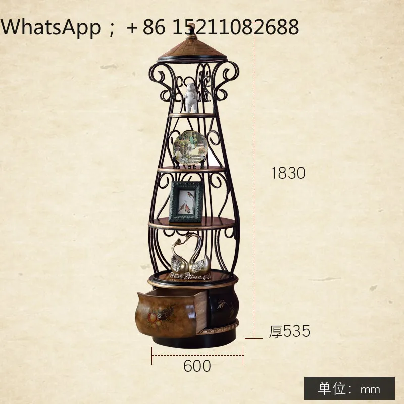 SCY wrought iron rack living room floor storage solid wood rack multi-layer baffle bird cage rack