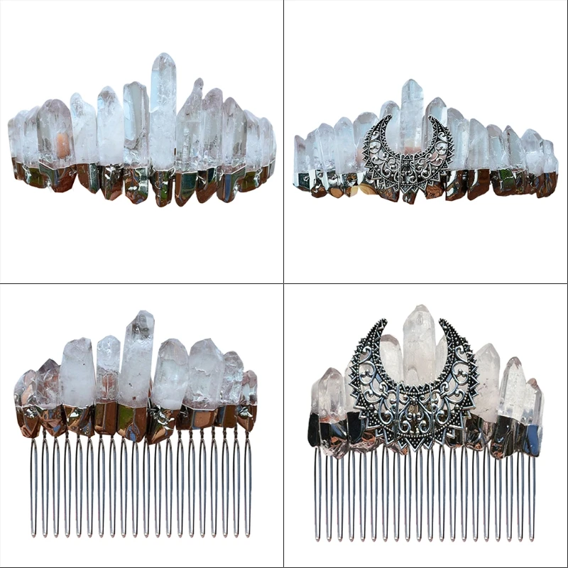 

for Raw Crystal Tiaras Hair Combs Metal Headband Vintage Crowns for Wedding Prom Drop shipping