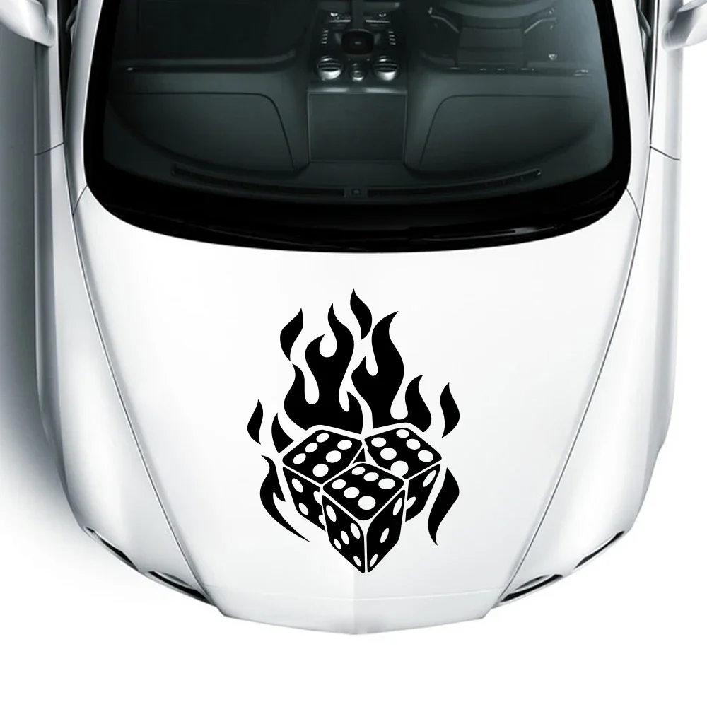

Flame Dice Sticker Car Body Engine Cover Side Door Stickers Dice Graphic Self Adhesive Vinyl Stickers Car Decoration Accessories