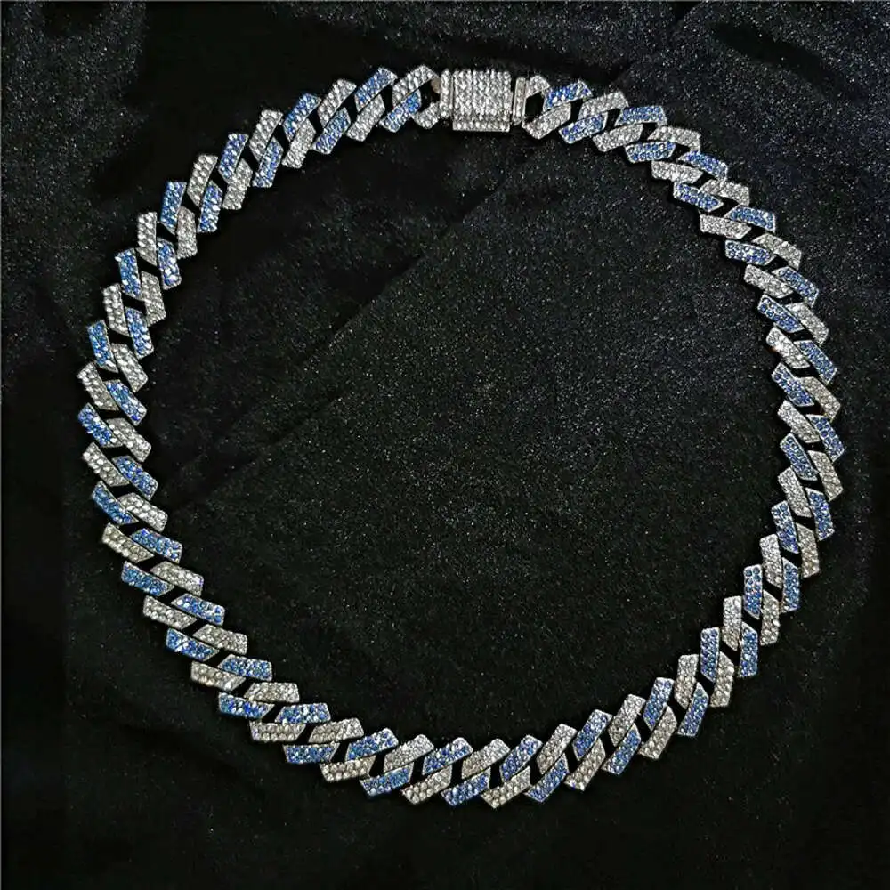 Luxurious 10mm Moissanite Miami Cuban Chain Necklace Sterling Silver Elegance with Dazzling Sparkle