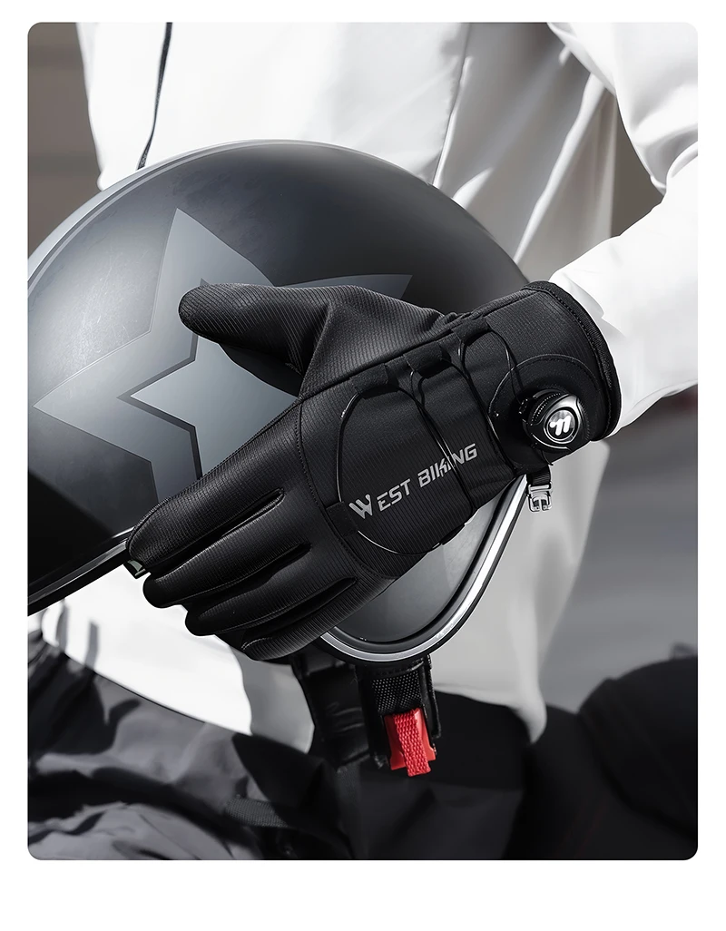 WEST BIKING Winter-Wärmehandschuhe für Herren, winddicht, mit Fleece, selbstverriegelndem Knopf, Touchscreen-fähig, rutschfest, für Mountainbike, Rennrad und Motorrad. – Detail 20