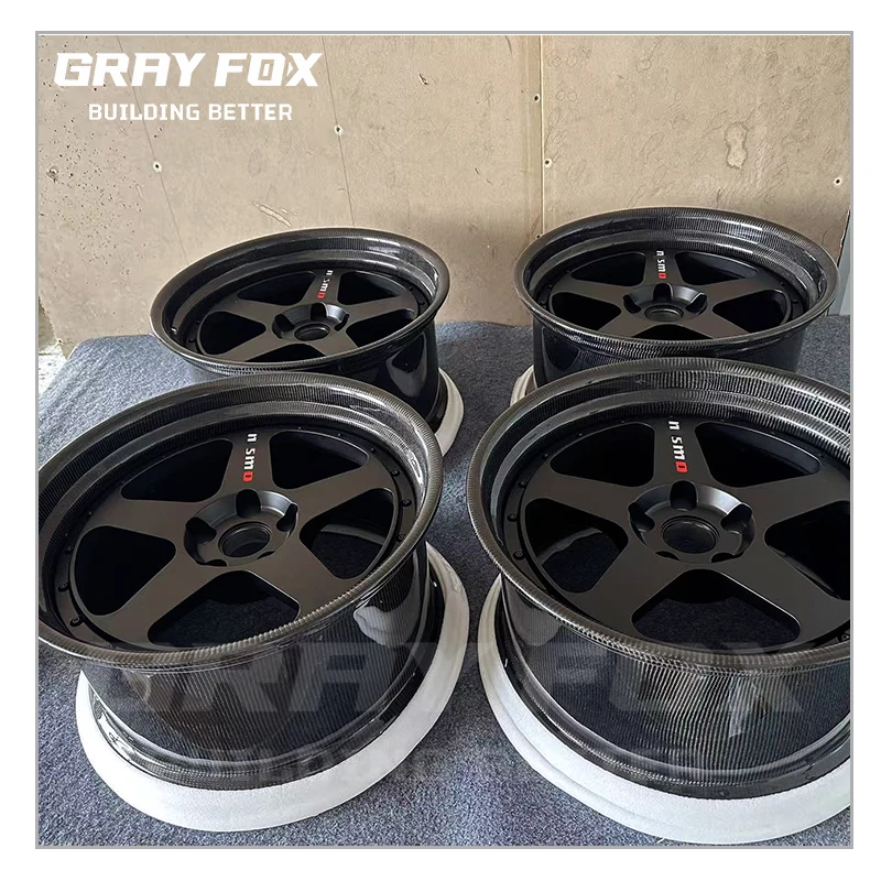 Carbon Matte Black Spoke Concave 18 19-22 Inch 5x120 Forged  Alloy 2 Piece Wheels 5x114.3 for Nissan Skyline Bnr34 GTR 2002