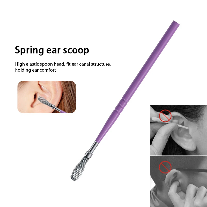 Aço inoxidável Ear Cleaner, Reutilizável Ear Cleaning Tool, Earwax Remoção, Removedor de cera, Colher de Primavera, Ear Pick, Cleanser Care, 10Pcs Set