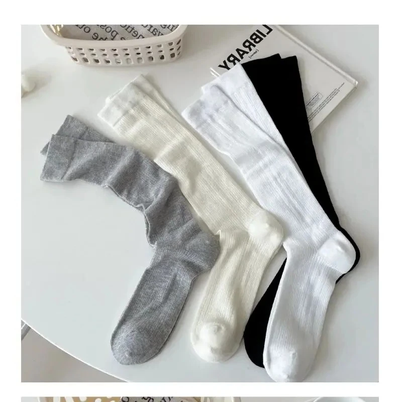 

Balletcore Calf Socks Women's Mid-calf Socks White Black Scrunched Socks Summer Thin Mesh Stockings Stacked Socks
