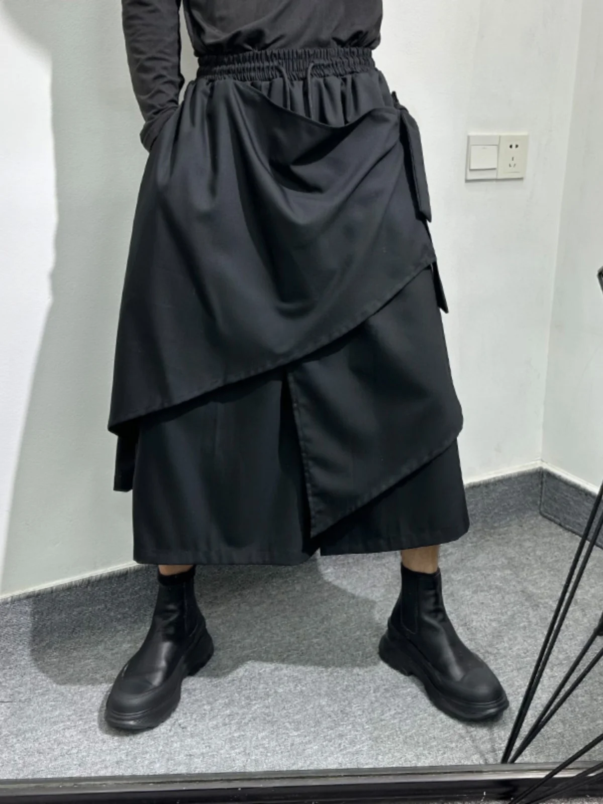 

Summer Dark Style Niche Loose Fake Two Pieces Cropped Pants High Sense Designer Popular Japanese Culottes