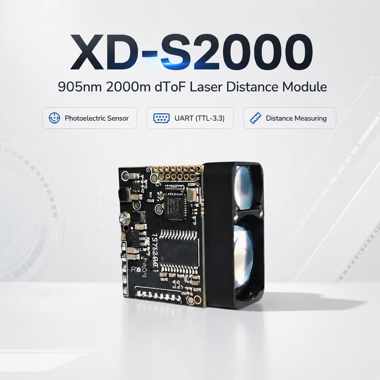 High Frequency DToF LiDAR Sensor 2000m 905nm for Industrial Production Line Automation Control XD-S2000 Optical Sensor