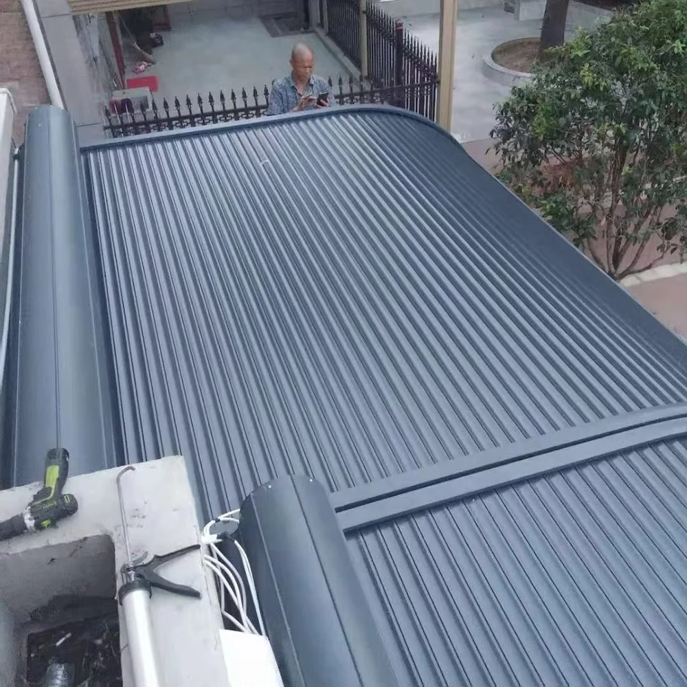 Any Size Custom Aluminum Motorized Retractable Sunshade Awning Heat Insulation UV Protection For Outdoor Sunroom Glass Roof