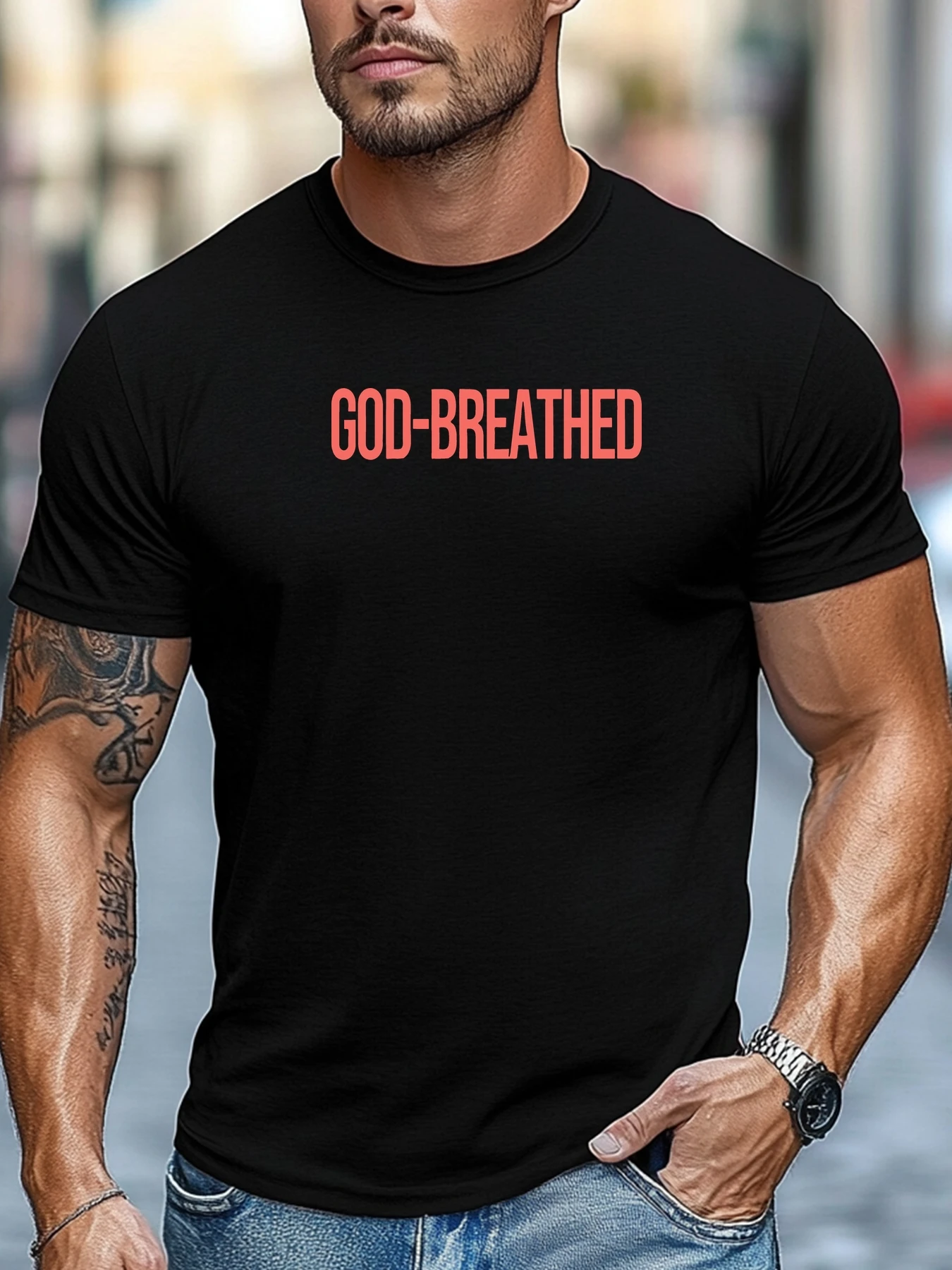 

Охлаждающая футболка 100% хлопок GOD-BREATHED Graphic Summer Soft Comfort Fit Круглый вырез Повседневная дышащая футболка Топы для ежедневного ношения