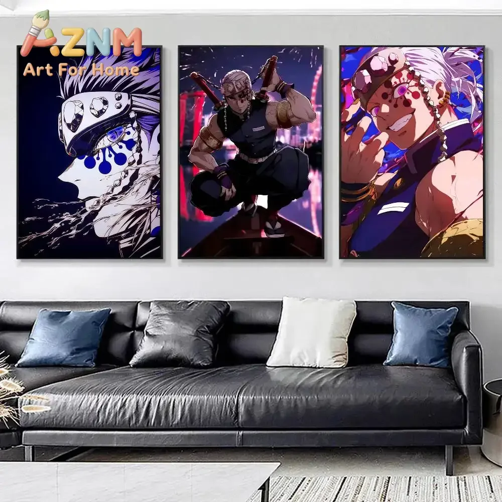 AZNM Demon Slayer Tengen Uzui Anime Canvas Wall Art Frameless Print Poster for Bedroom Living Room Home Wall Decor