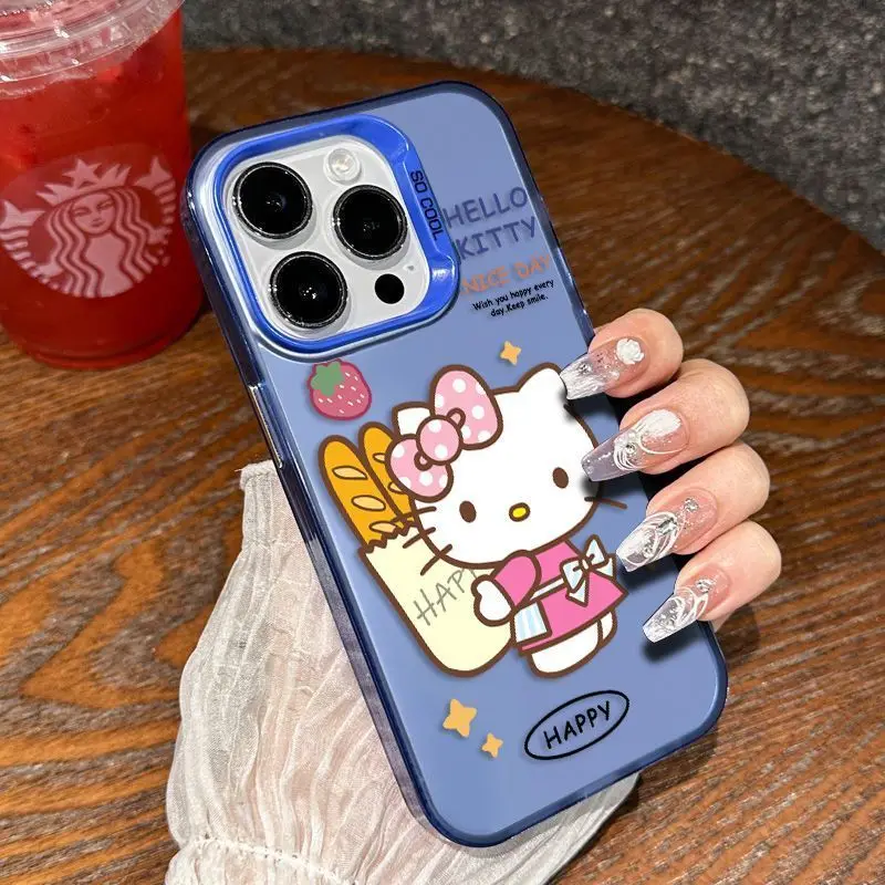 Aoger Sanrio Cinnamoroll kuromi Melody Luxury gradient color laser Phone Case For iPhone 15 14 13 12 11 Pro Max 15 Plus Cover