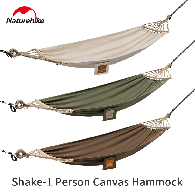 Naturehike Waterproof Canvas 1 Person Hammock Parachute Camping Hanging Single Bed Swing Outdoor Portable Anti Rollover