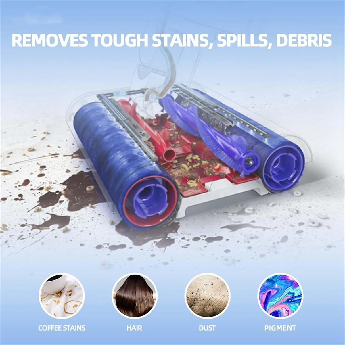 2 pak komponen pengganti sikat rol untuk Dyson cuci G1 pembersih basah, mesin penggosok lantai tambahan vakum