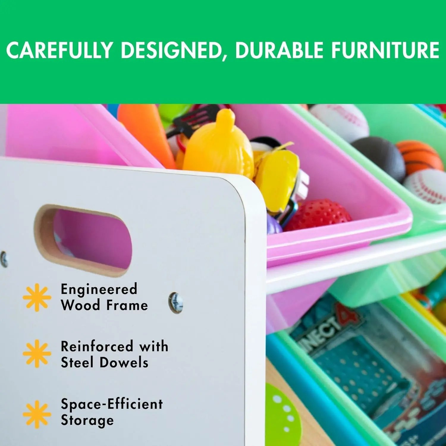 Kids Toy Storage Organizer with 12 Bins, White Pastel Color for Easy Cleanup and Child Development