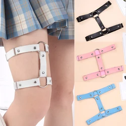 Women Girls Sexy Garter Goth Belt Harajuku Punk Gothic PU Leather Leg Rock Sexy Elastic Stockings Lingerie Clothing Accessories