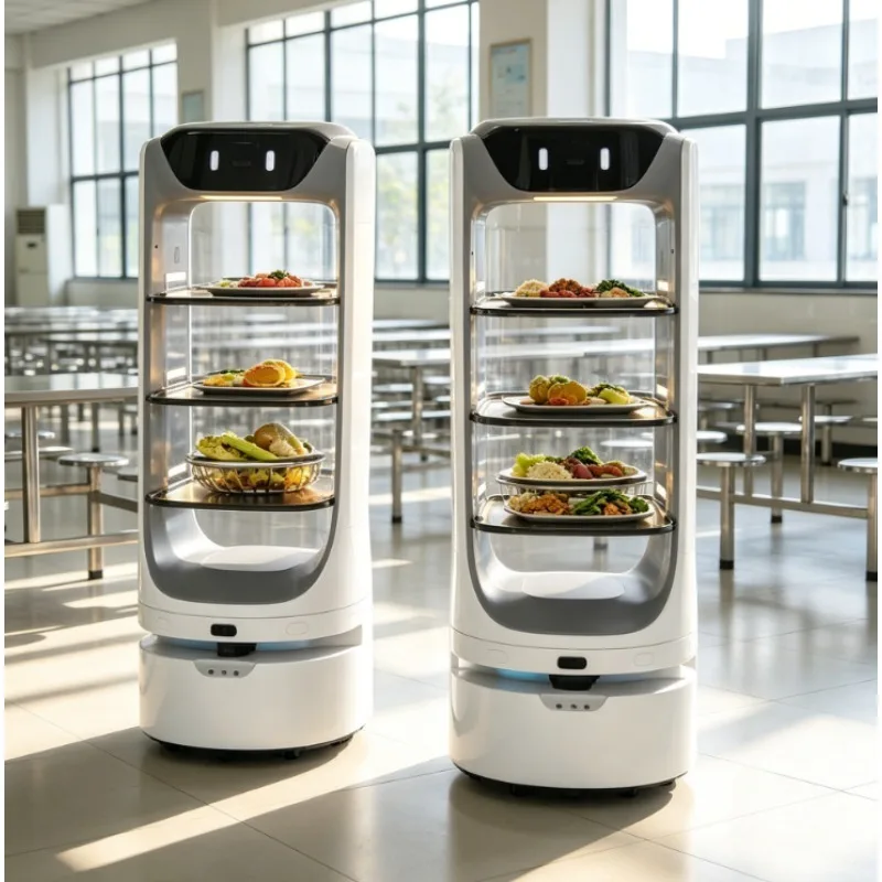 Intelligent Voice Restaurant Delivery Robot Auto Elevator Access 4 Trays Auto Charging 1-Year Warranty