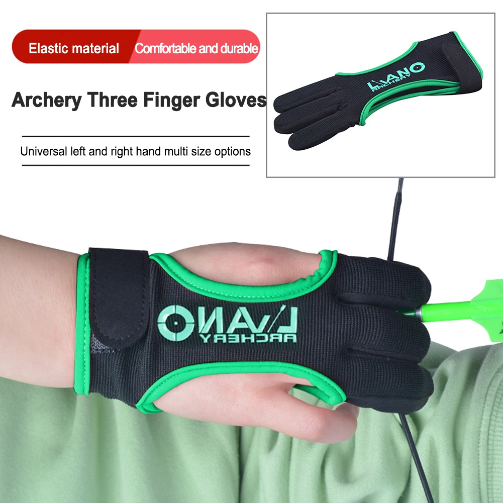 Bow Adjustable 3-Finger Guard Gloves for Recurve/Compound Bow Hunting Accessories Shooting Training Equipment S-XL