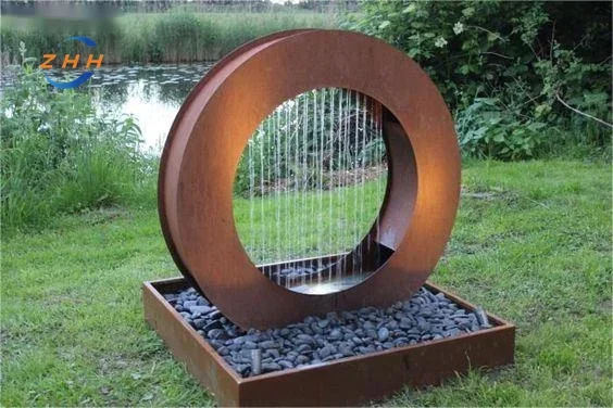 Modern Outdoor Garden Ornament Metal Waterfall Water Fountain