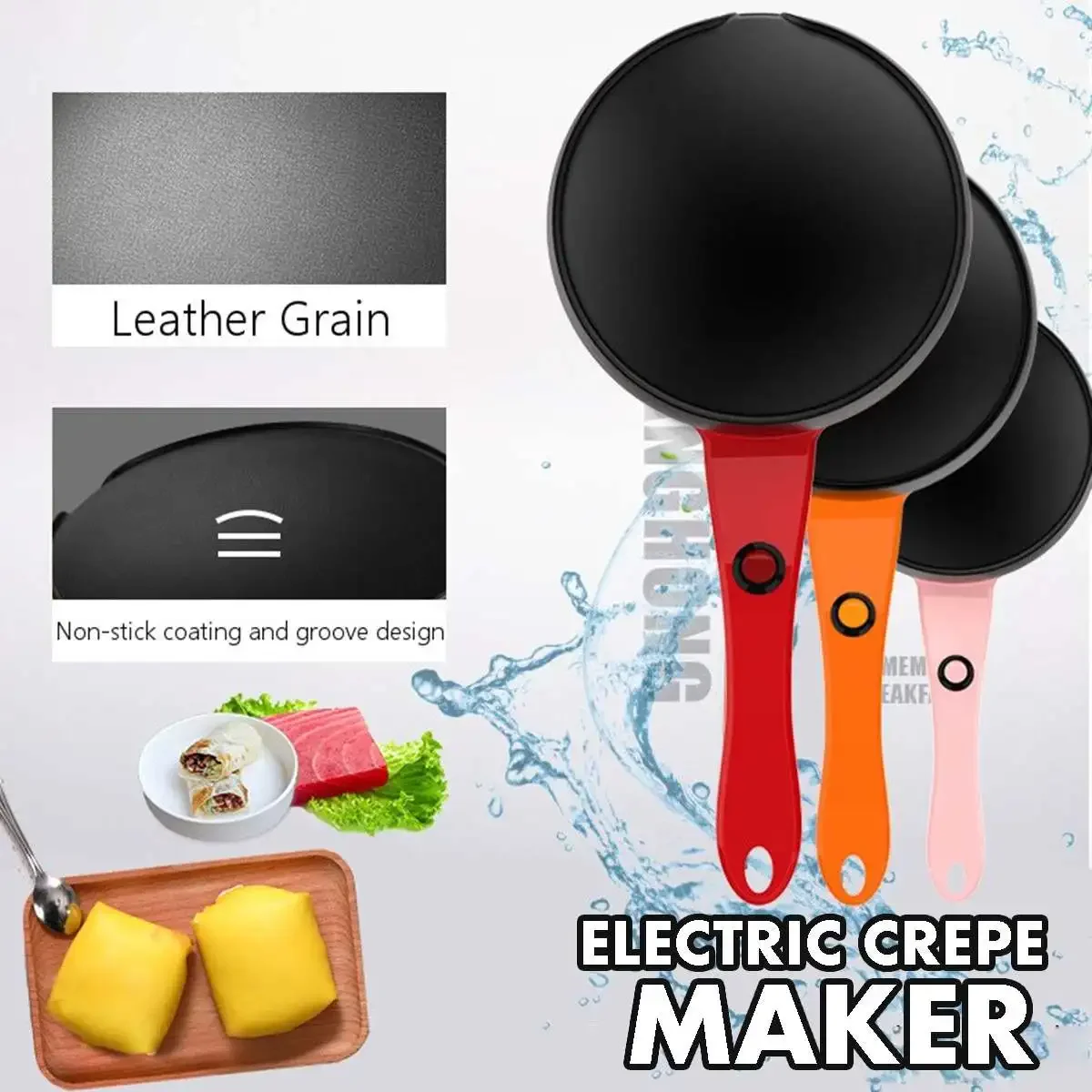 Electric Crepe Maker Pancake Machine 18cm Non-Stick Griddle US Plug