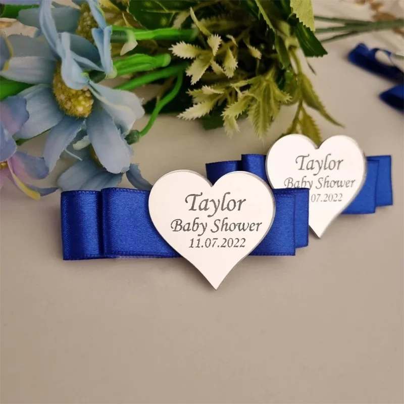 20/50/100pcs personal isierte Namensschilder gravierte Spiegel Acryl Tags Liebe Herz Hochzeits feier Tag Dekoration benutzer definierte Baby party Geschenk