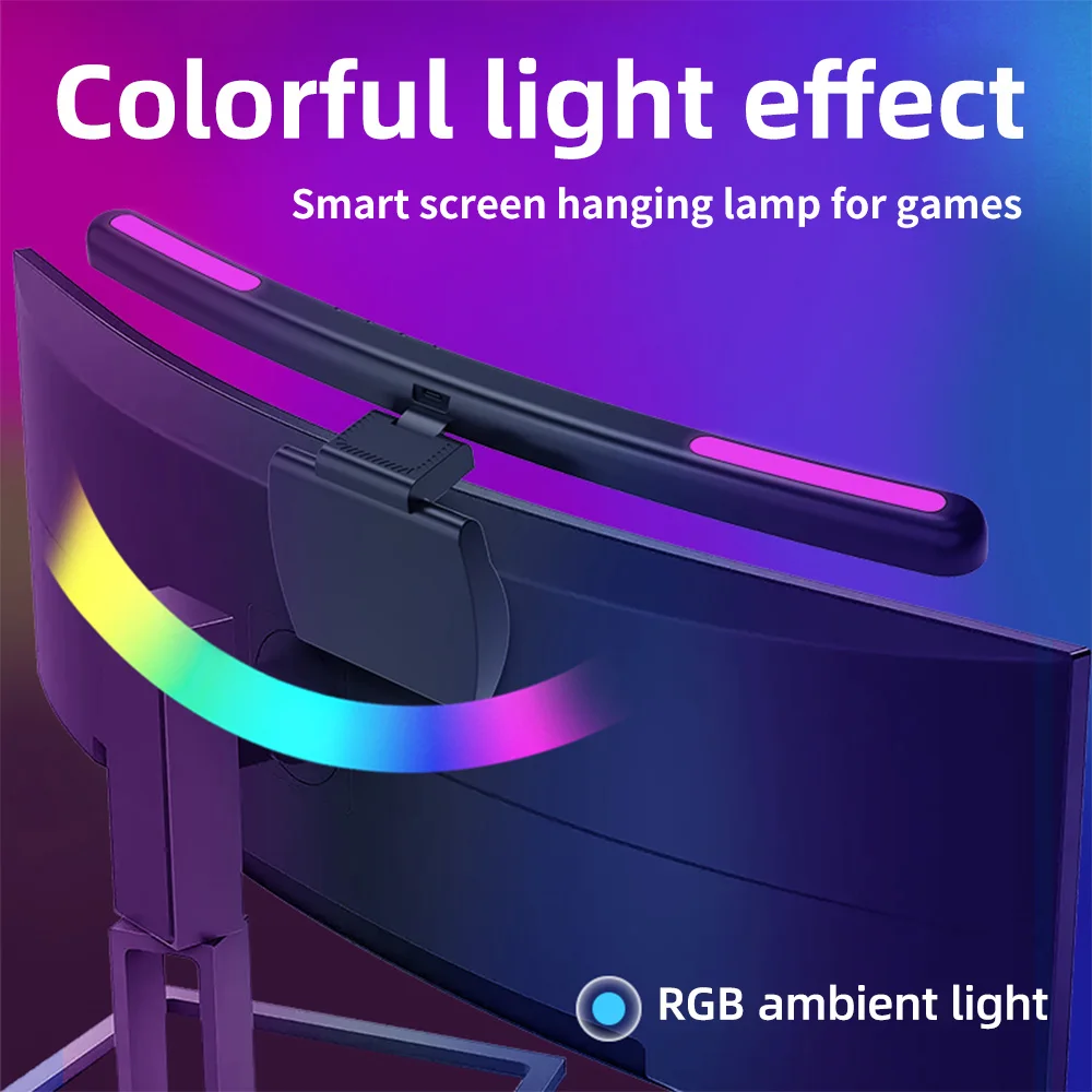 USB Bezstopniowe przyciemnianie ekranu Wiszące światła Zakrzywiony ekran Monitor Listwa świetlna RGB Tło Atmosfera Lampa biurkowa Monitor Listwa świetlna
