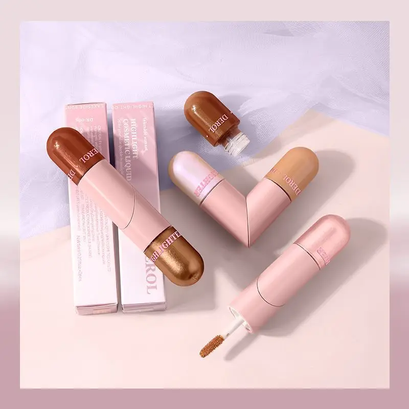 2 In 1 Unieke Markeerstift Gezicht Contouren Make-Up Witmaker Concealer Vloeibare Primer Bronzer Langdurige Gezicht Body Shimmer Crème