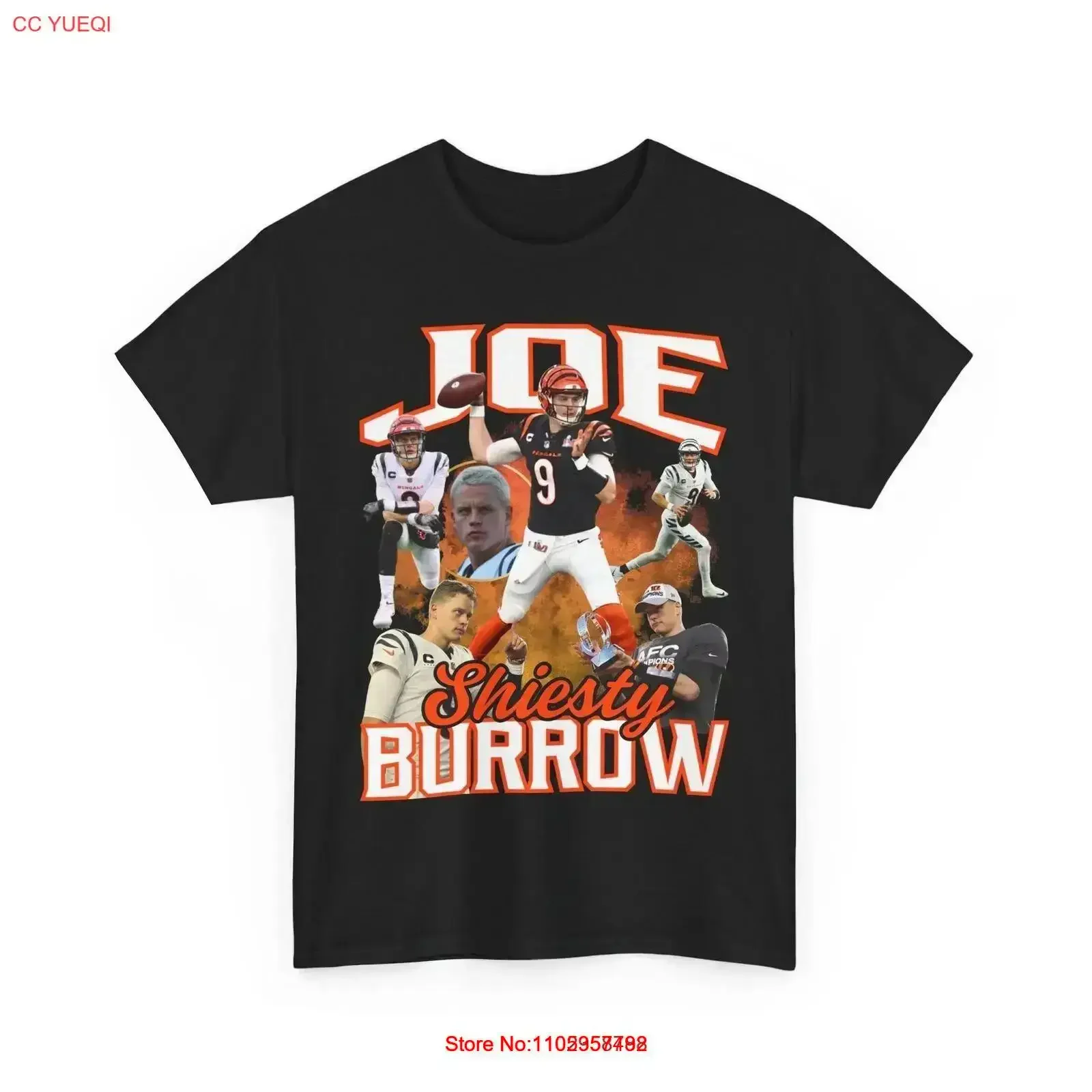 Camiseta Joe Burrow Sheisty Bengals disponible en varios colores, estilo vintage lavado, cómoda, unisex, para uso diario.