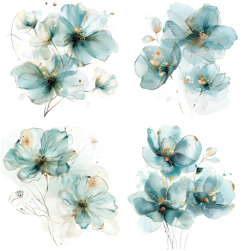 MT843# Watercolor Flower Stickers, Bright Wall for Home, Cabinet, Door,Toilet,Decoration, Vinyl Car Decals, Outdoor Indoor Use