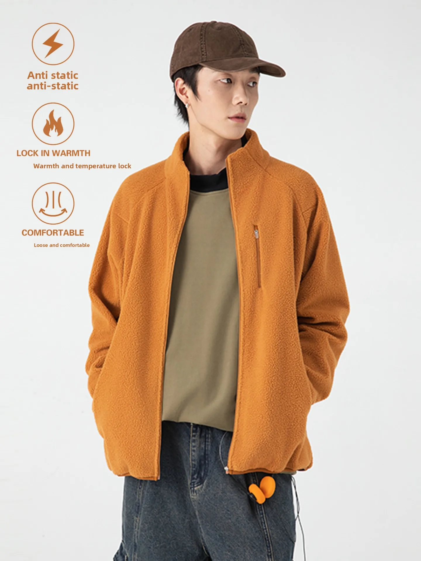 

ex Fce Lined Stand Collar Jaet Tee Bag Sle Warm Autumn Winter Outerwear Casual Loose Fit Polyester Fiber