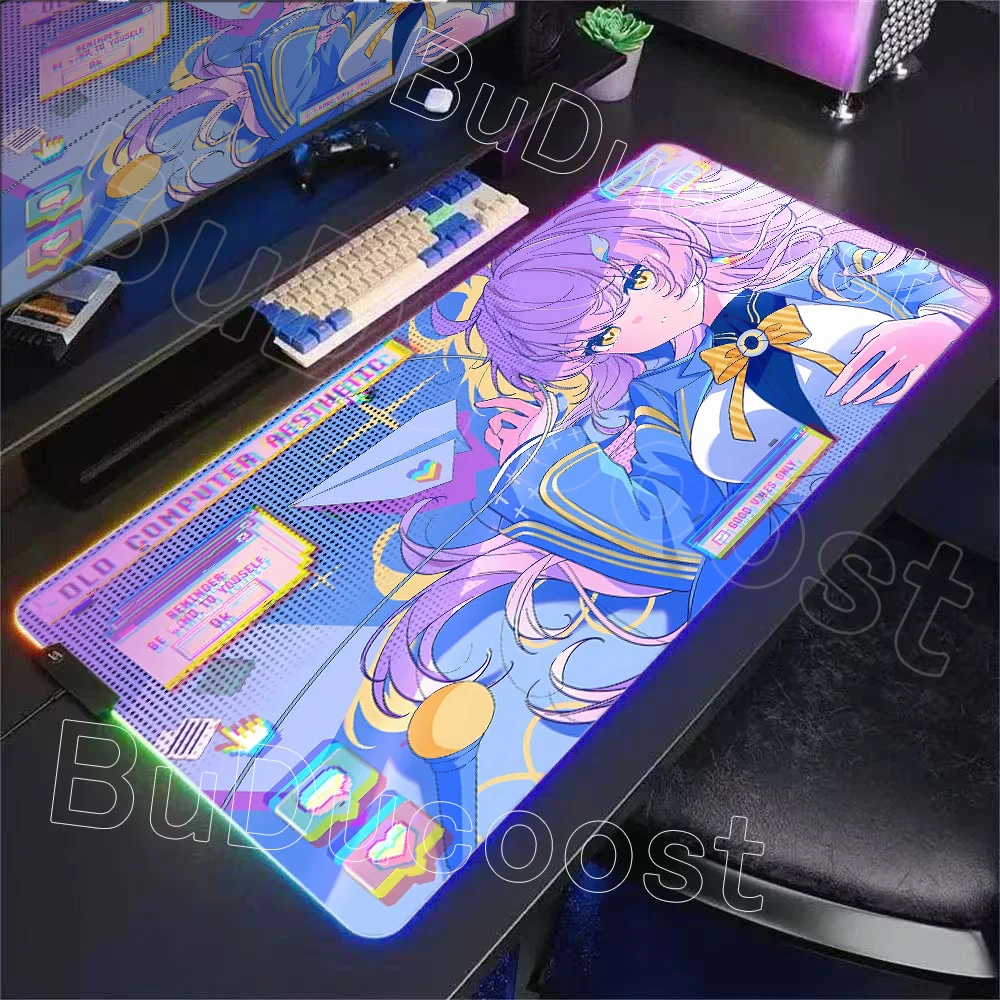 New Role Kawaii Aemeath RGB Mousepad Gaming Wuthering Waves Cute Anime Girl Mouse Pad XXL Computer Non-slip Rubber Keyboard Mats