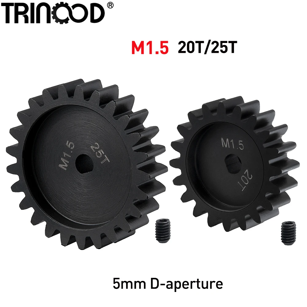 TRINOOD Steel Motor Gears M1.5 20T 25T 5mm D-aperture for 1/5 X-MAXX 6S 8S 1/6 XRT RC Buggy Truck Parts