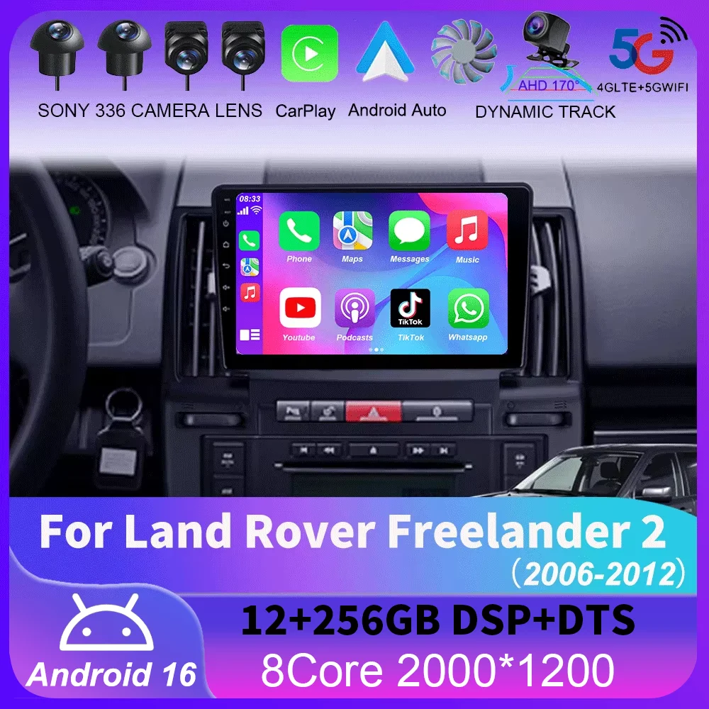 For Land Rover Freelander 2 2006 - 2012 Carplay Auto 4G+WIFI GPS Car Radio Navigation Multimedia Video Player Stereo Android 16