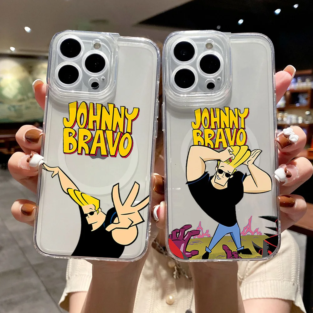 Johnny Bravo Cartoon Phone Case for iPhone 12 11 13 14 15 16 Max Pro Plus Magsafe Magnetic Wireless Cover