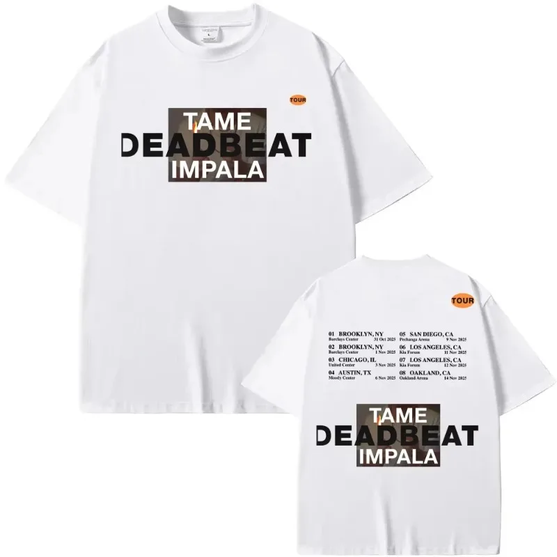Tame Impala - Deadbeat Tour2026 T-Shirt Summer Rock Sleeve Oversized O-neck Tops Clothes Round Neck Rapper Ropa Mujer