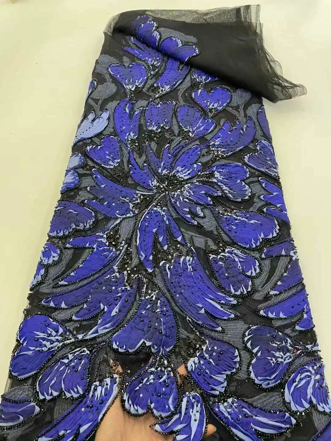 Neues Design, Pailletten, Tüll-Spitzenstoff, afrikanischer Stoff, Spitze, Brautkleider 2022, luxuriöse Perlenspitze, französische Mesh-Sequenz zum Nähen