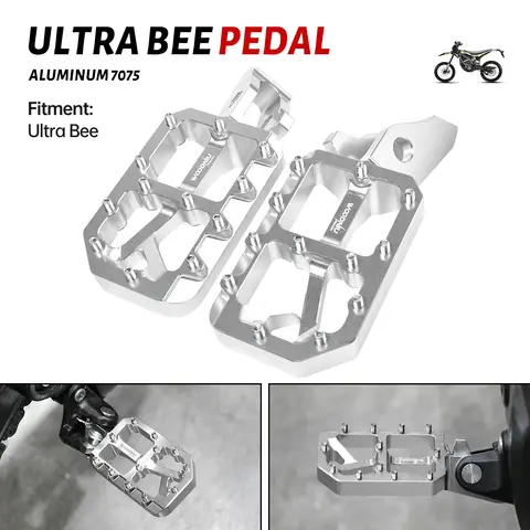 Electric Dirt Bike For Surron Pegs Silver Ultra Bee Pegs Square Foot Pedal CNC Aluminum New Customized Modified High-quality Foot Pegs for SurRon UB Motorcycle Accessories