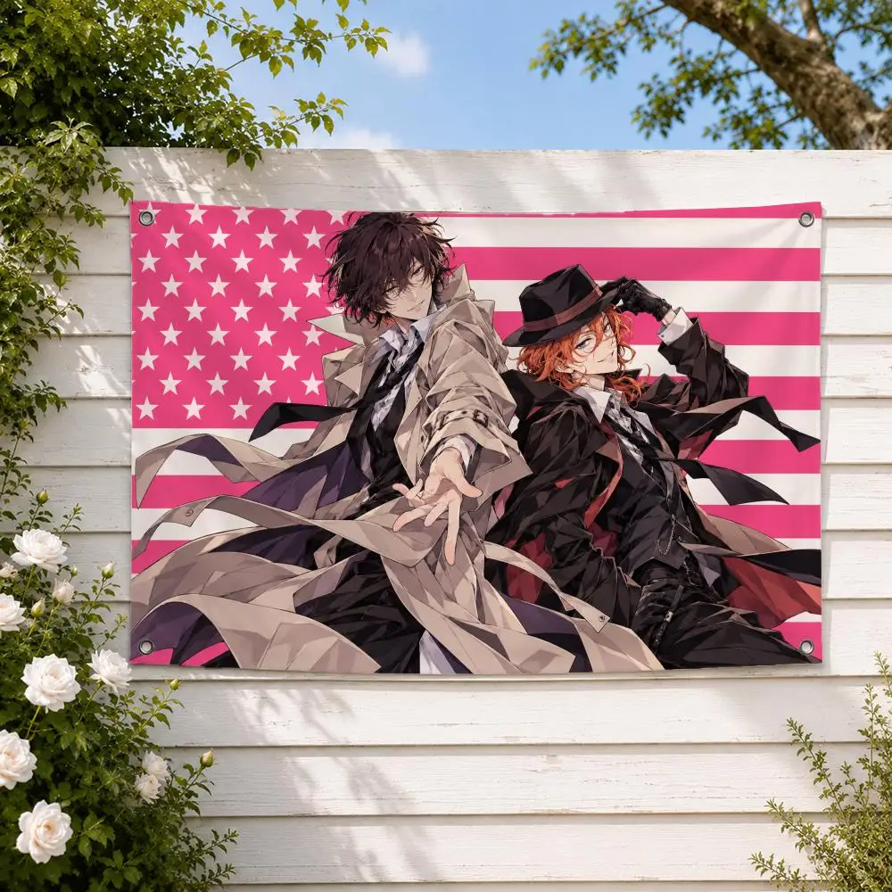 Flag Bungo Stray Dogs Flag Flags Yard Garden Decor Banner Indoor Outdoor Wall Hanging Flag Home Patio Wall Art Decoration