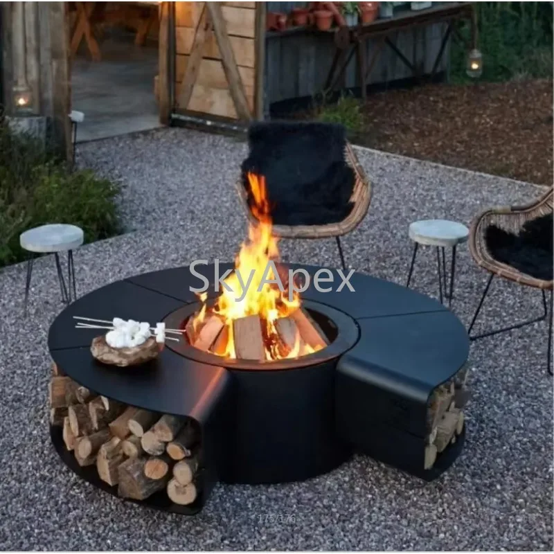 Patented Outdoor Smokeless Fire Pit Table Steel with Garden Furniture Set AntiScald Heat Control for Patio Garden Party  Cooking